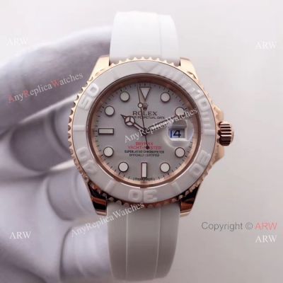 Swiss ETA2836 Yachtmaster Rose Gold White Ceramic Watch Rolex Copy
